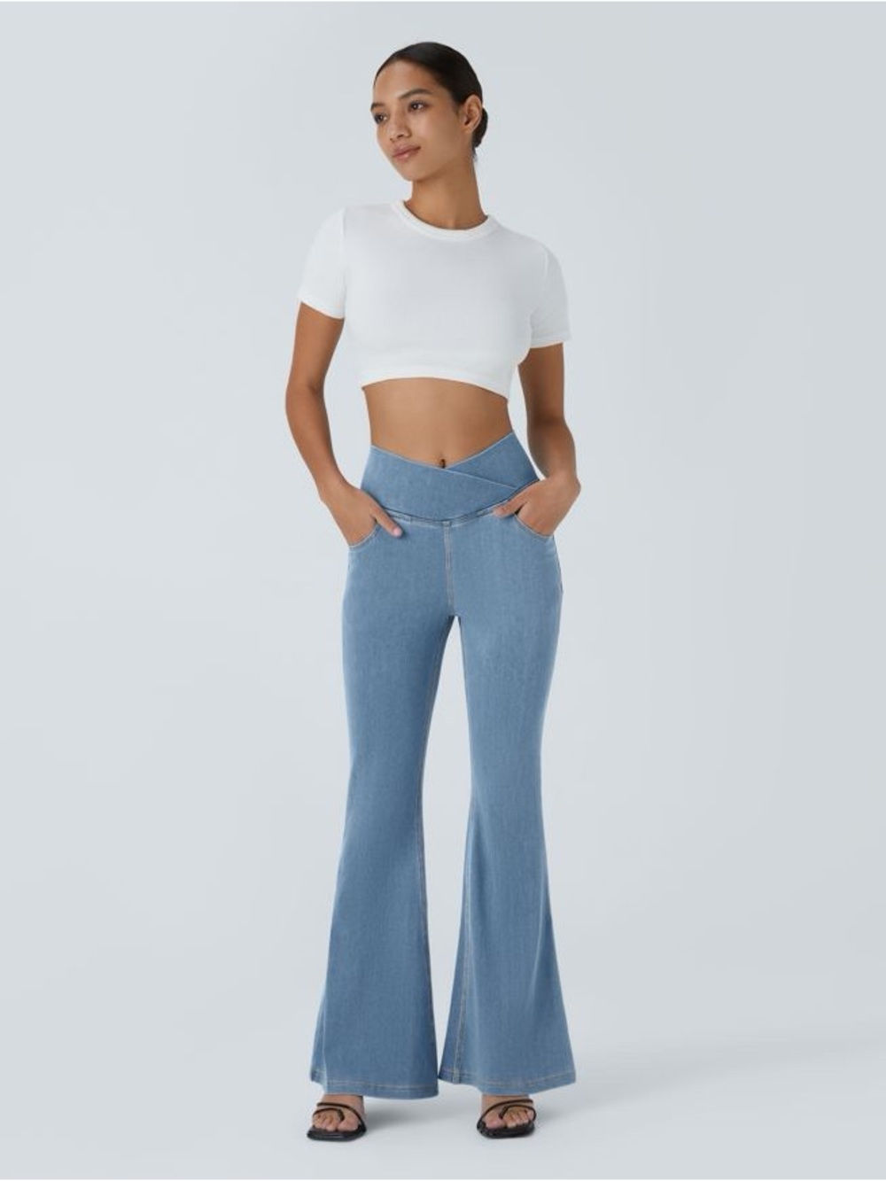 HALARA Light Blue High-Rise Flare Jeans